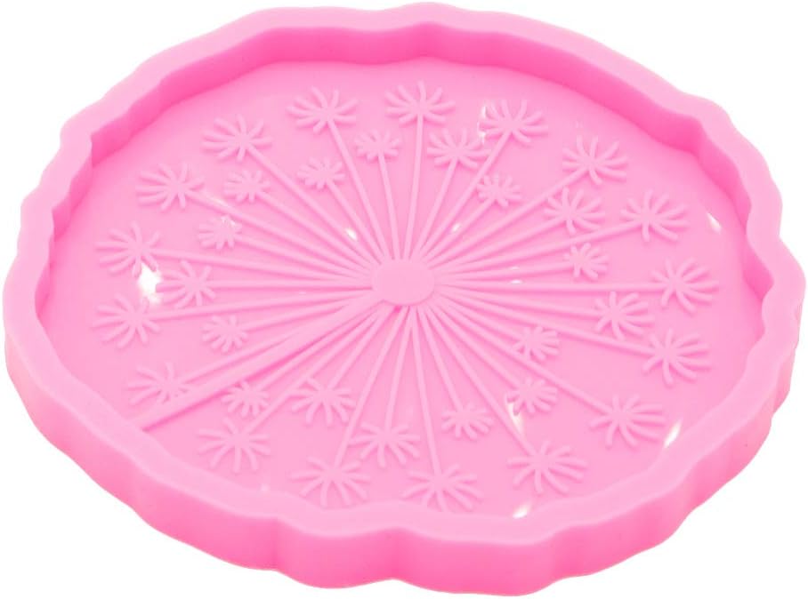 Super Shiny Dandelion Coaster Resin Molds Silicone Coaster Mold Round Flowers Shape Silicone Molds