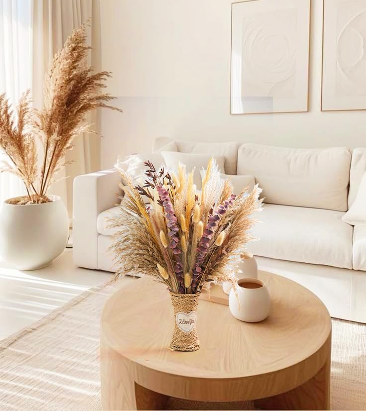 8 Kinds Natural Fall Dried Pampas Grass Flowers Bouquet, Autumn Floral