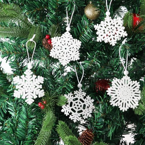 PPRAFDD 16PCS White Wooden Snowflakes Ornaments Christmas Decoration