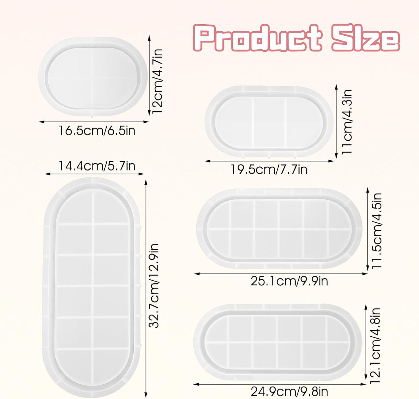 Oval Resin Tray Molds / Set of 5