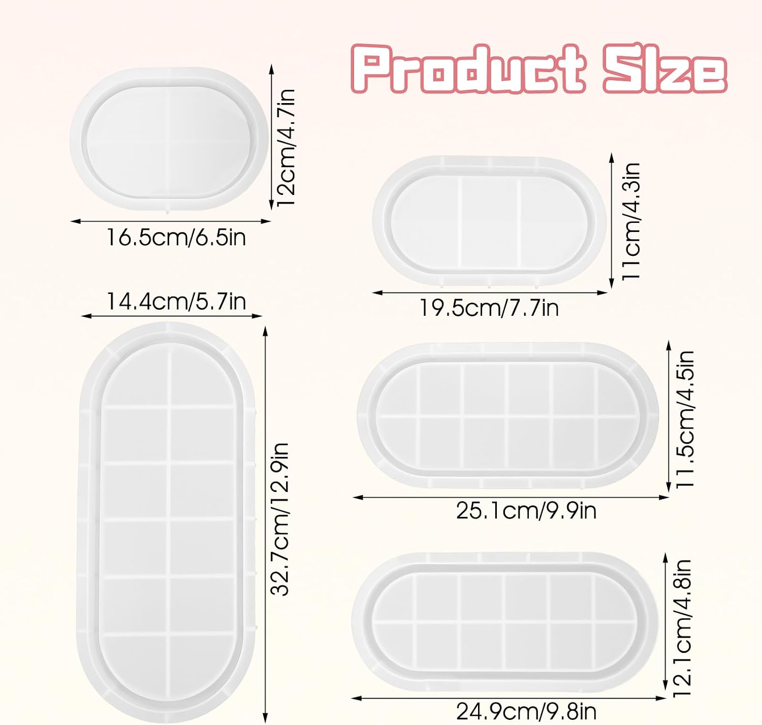 Oval Resin Tray Molds / Set of 5