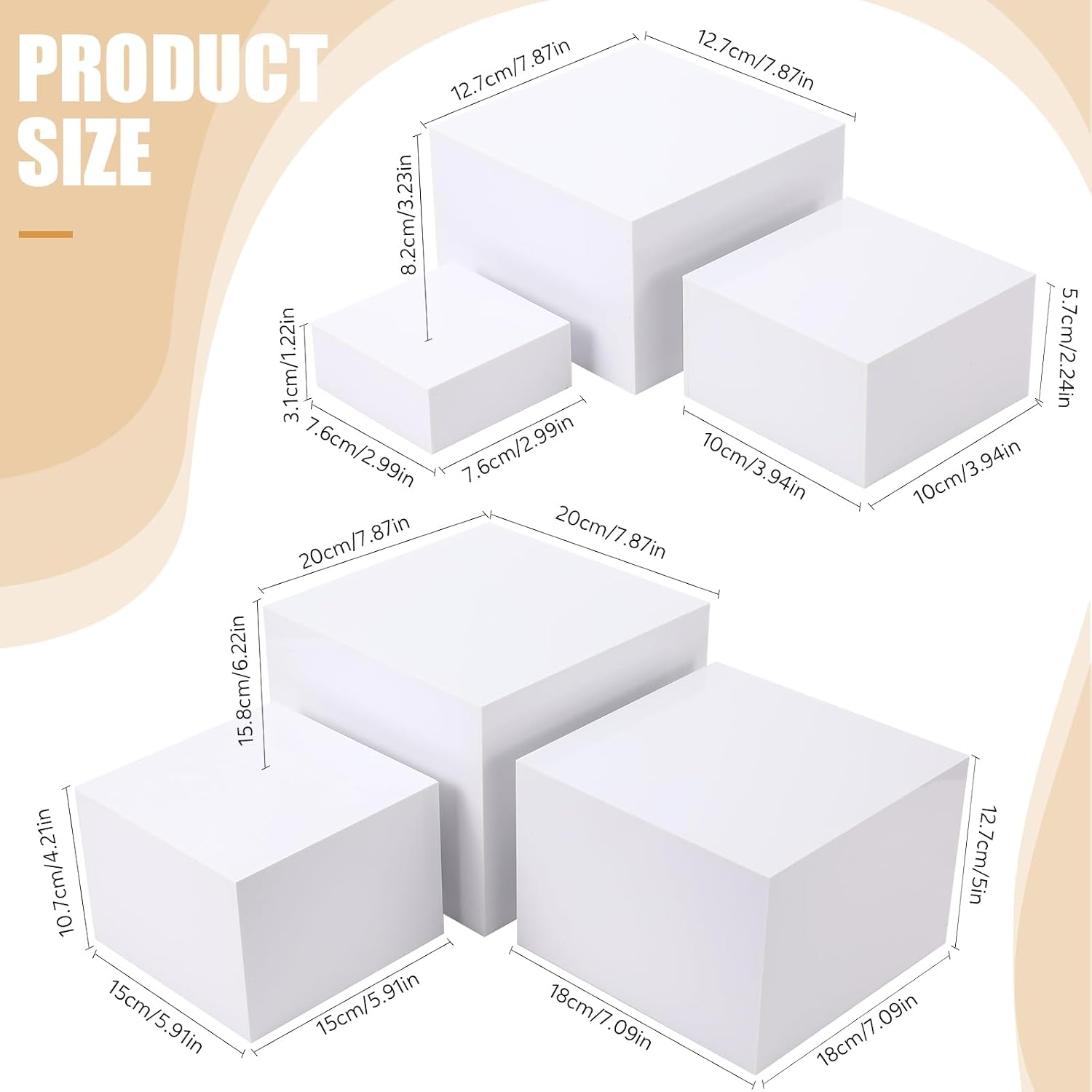 Acrylic Risers for Display Acrylic Cube Boxes Risers Display Stands / Set of 6