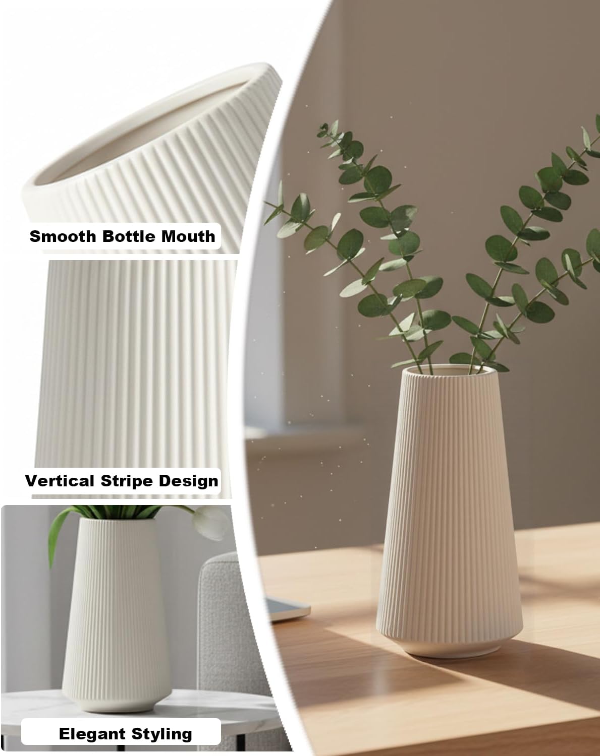 Modern Vase / 001white / White / 8 Inch