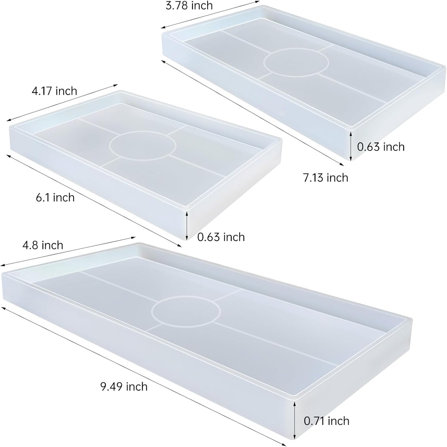 Durable Resin Tray Molds / Rectangle / Set of 3