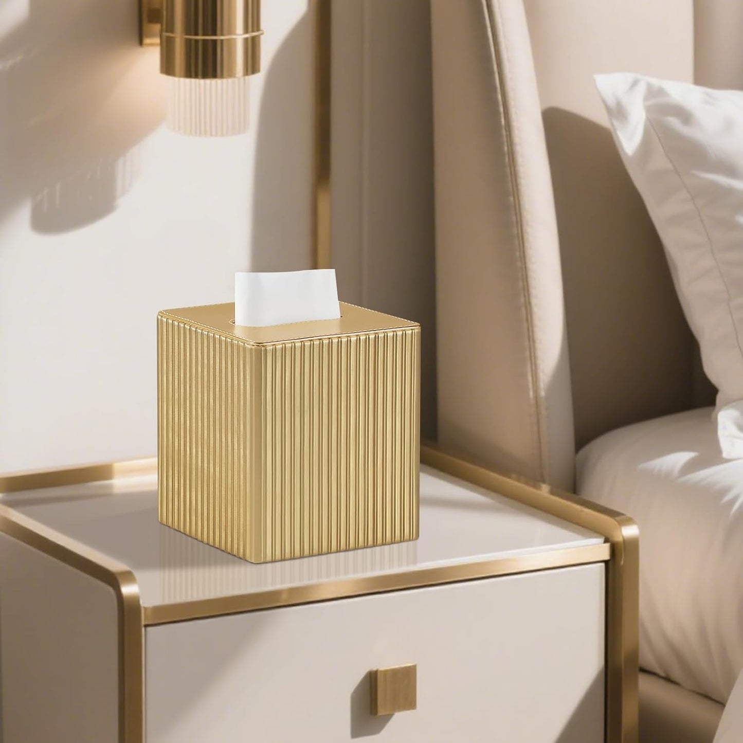 Cube Tissue Box Holder / Gold / Square