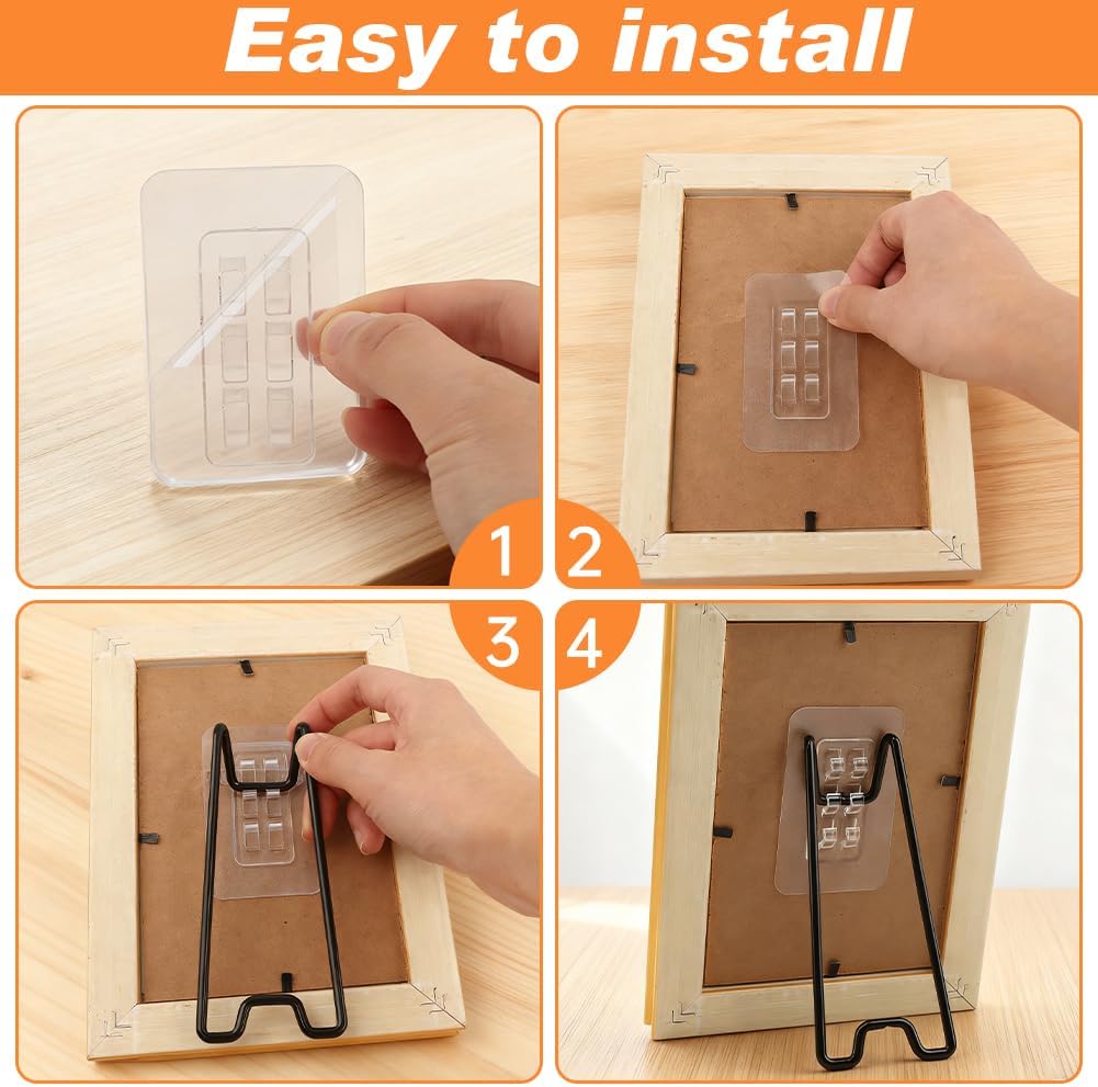 Adjustable Metal Picture Frame Easel Backs / 5.12 x 2.17 / Black / Set of 6