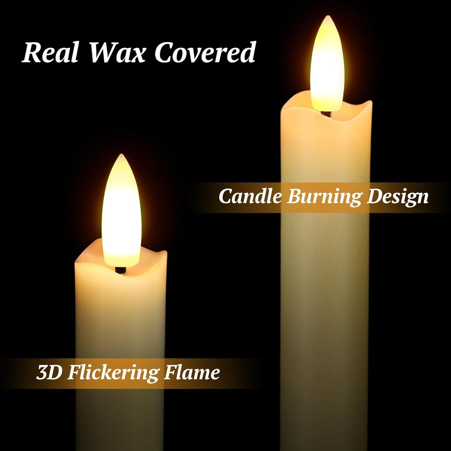 OCATO Flameless Candles with Remote Battery Operated Window Candles 8 Pack | 9.6" Real Wax LED Flickering Flameless