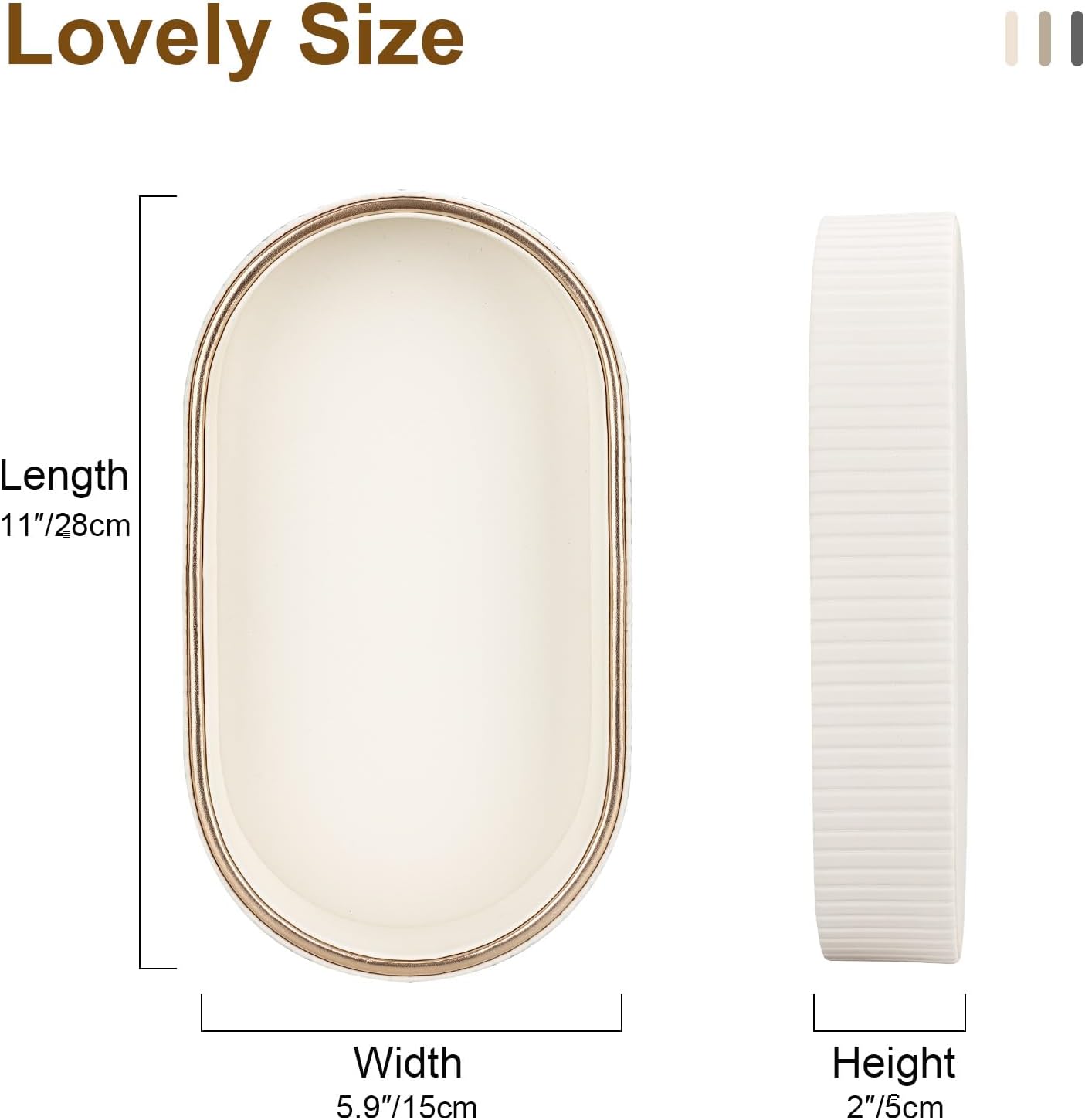 Oval Vanity Tray Perfume Organizer / Cream White