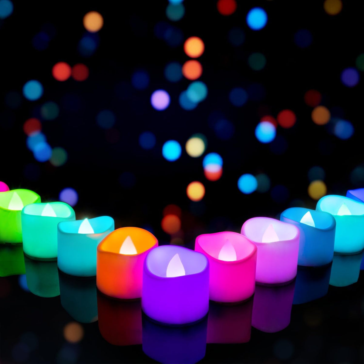 Homemory 12-Pack 7-Color Changing Flameless Tea Light Candles, 200+ Hours