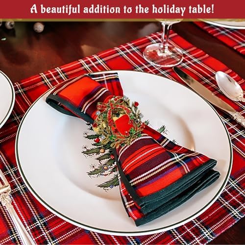 Legigo Set of 8 Christmas Wreath Napkin Rings Set- Diamond Wreath Xmas Napkin Ring Holders for Cloth Napkins, Christmas Holiday Party Dinner Table Decoration