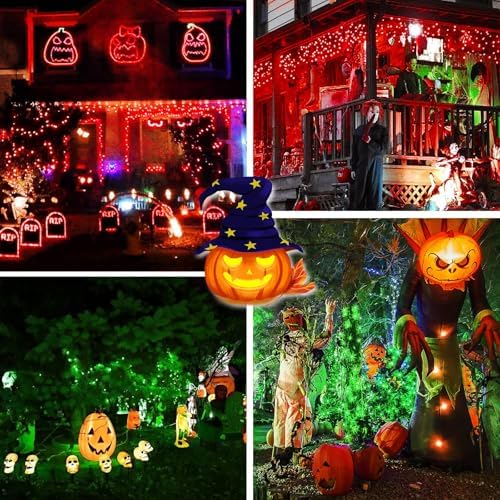 JMEXSUSS 2 Pack 100 LED Red Green Halloween Lights Indoor Outdoor