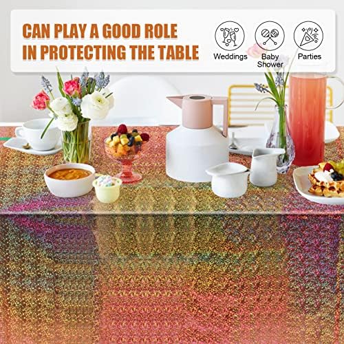 3 Pack Iridescent Tablecloth, 54" x 108" Birthday Party Table Cloths Iridescence Plastic Disposable Table Covers Iridescent Party Decorations, Birthday Decor Tablecloth for Buffet Table