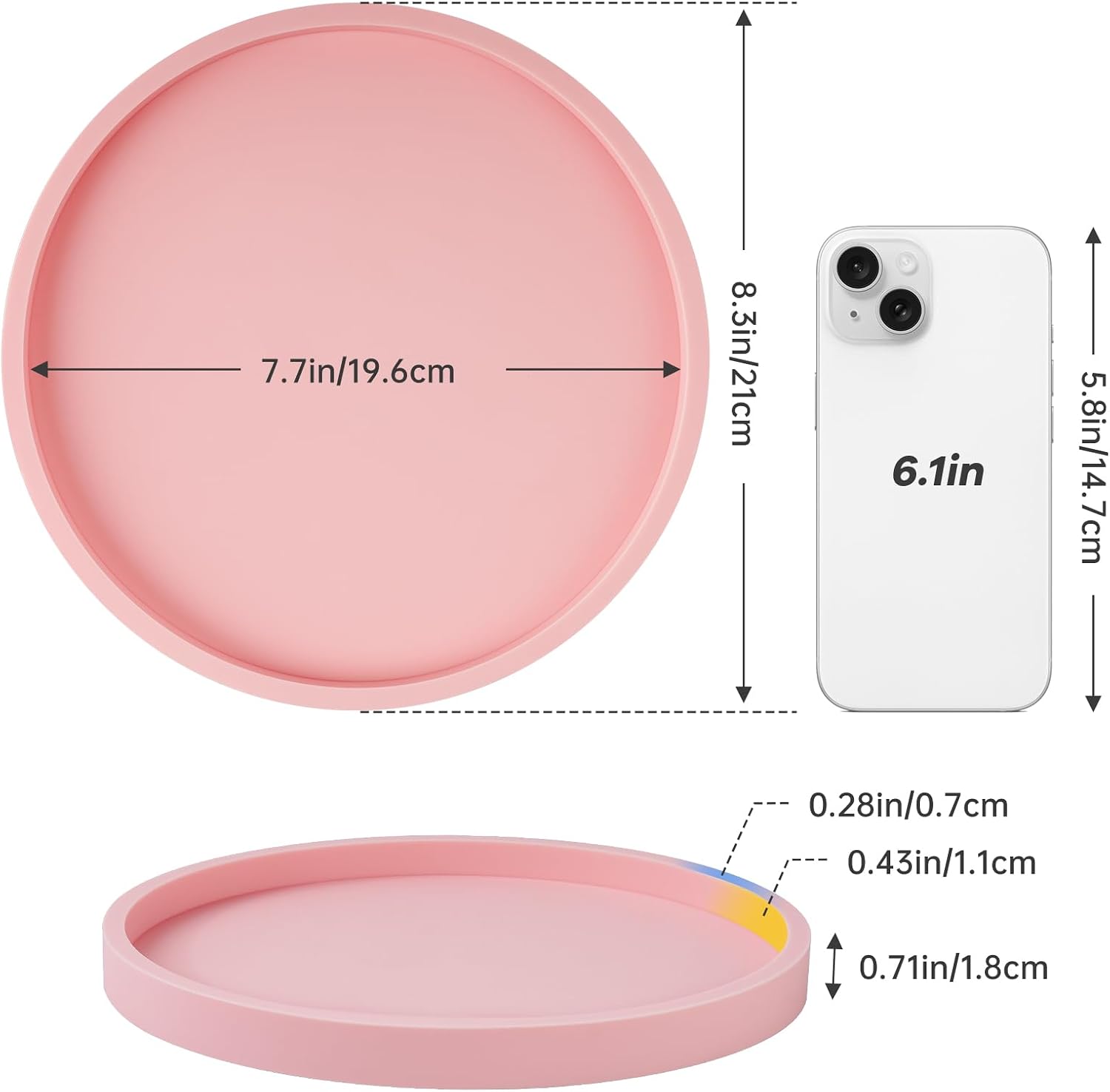 Thickened Silicone Vanity Organizer Tray / Pink