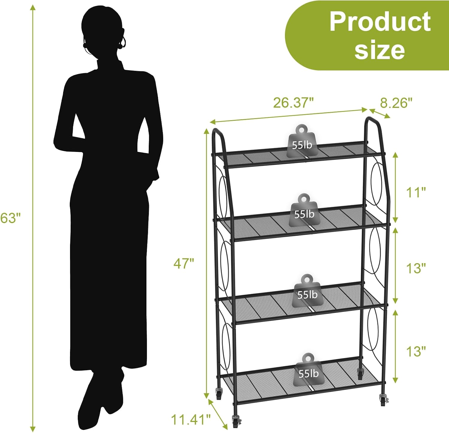 VyGrow 4 Tier Plant Stand with Wheels, Plant Shelf for Indoor Outdoor, Heavy Duty Metal Tall Plant Stands Holder Rack