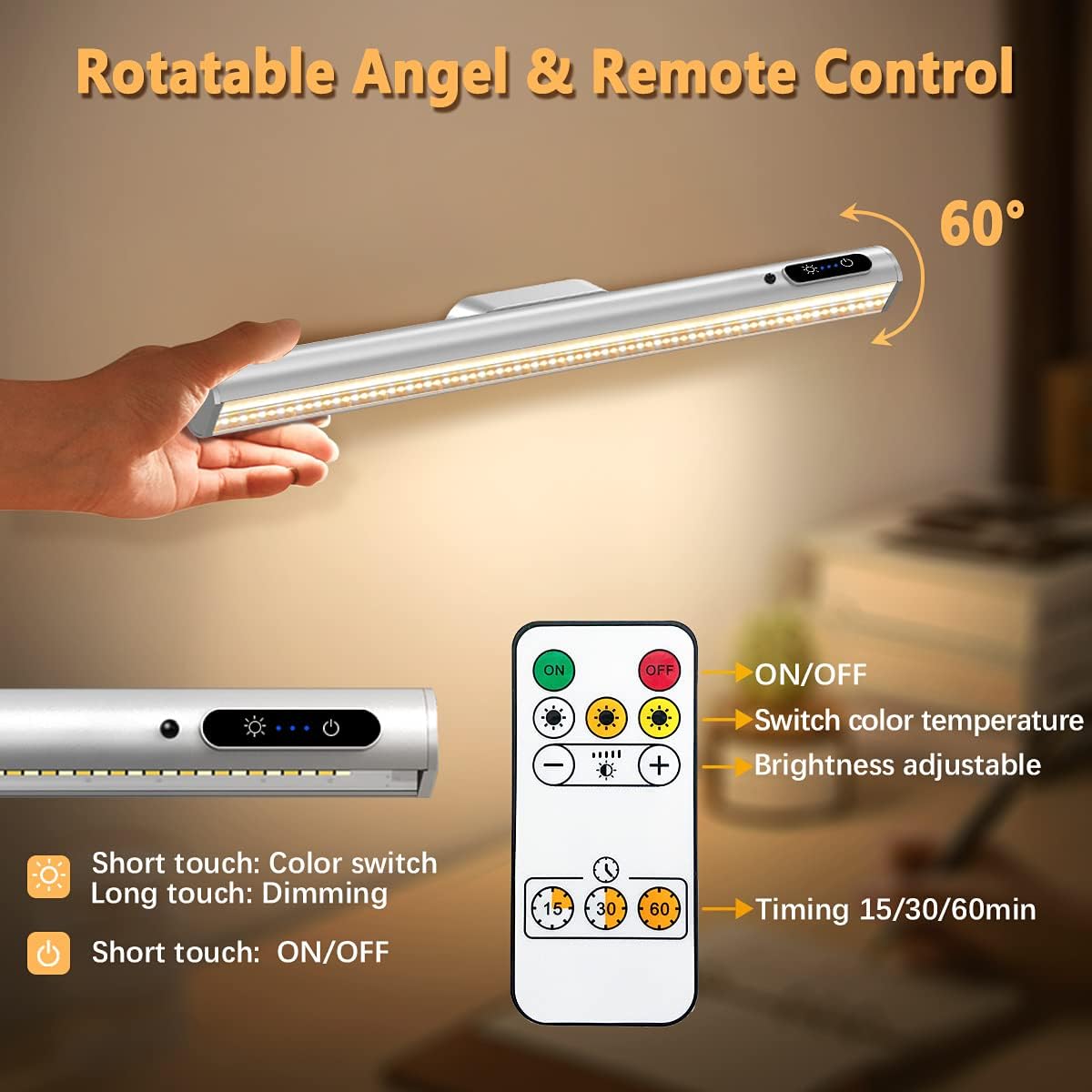 Rechargeable Magnetic LED Light Bar, 4000mAh Wireless Closet Light | Under Cabinet Lighting, Battery Powered Operated