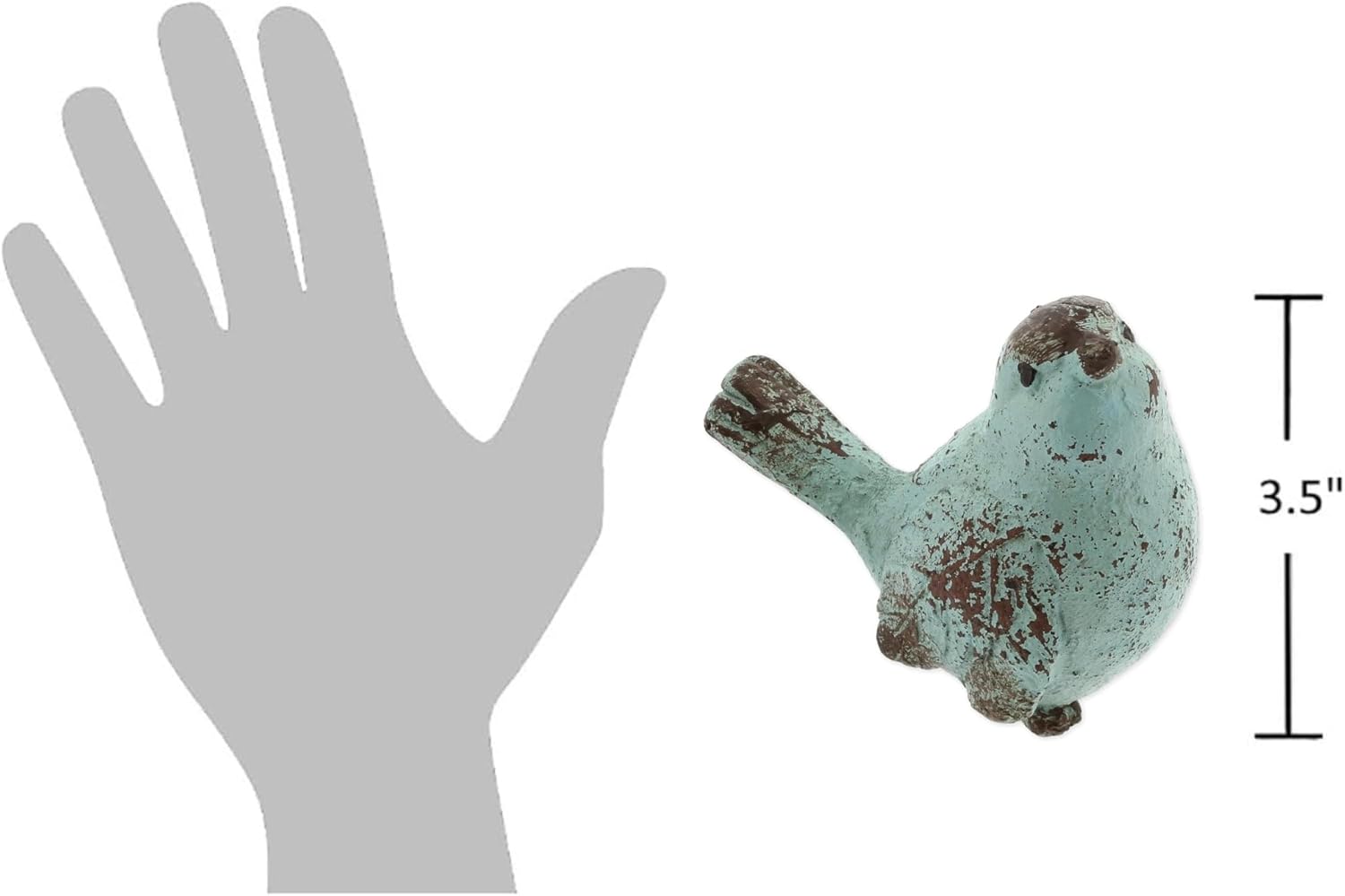 Faux Rusted Bird Figurine- Small Bird / Blue