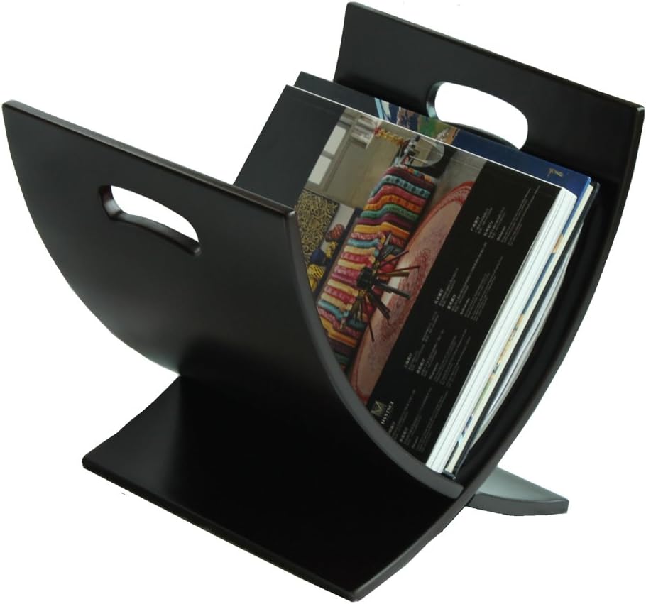 Oceanstar M1170 Contemporary Wooden Magazine Rack, Black