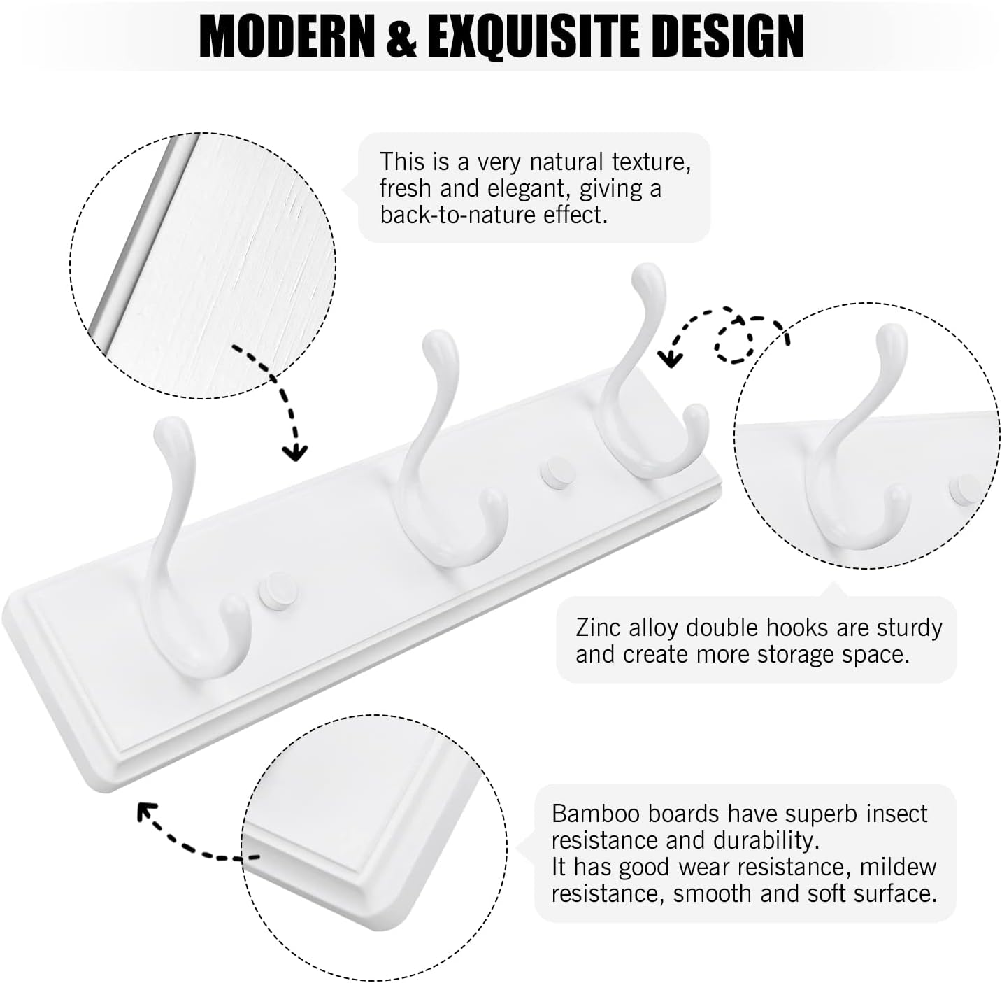 Wooden Coat Rack / White / 3 Hooks