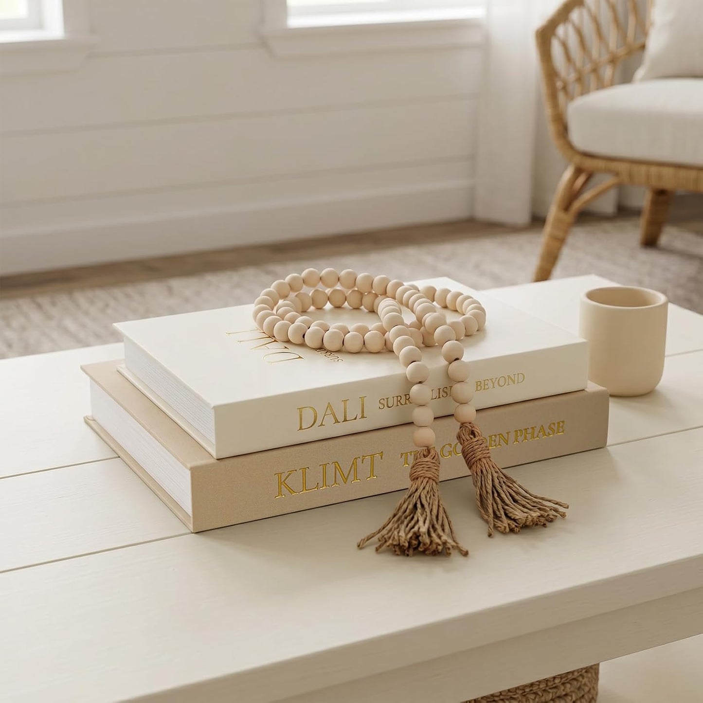 Wood Bead Garland / Khaki-white