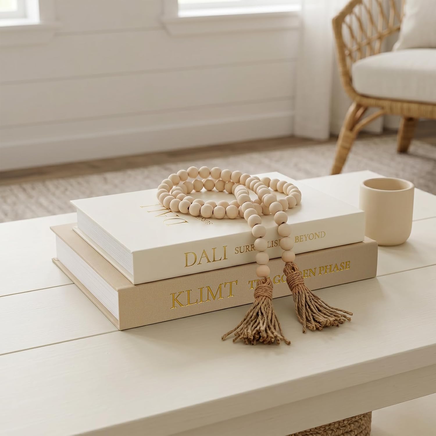 Wood Bead Garland / Khaki-white