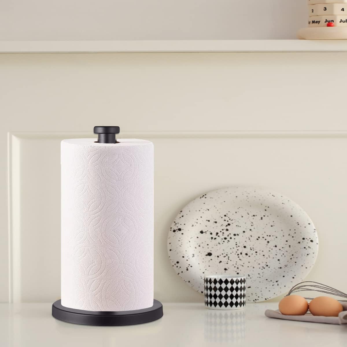 Black Standing Paper Towel Holder for Kitchen& Bathroom Countertop,Under Counter, Table Or BBQ, Standard or Jumbo-Sized