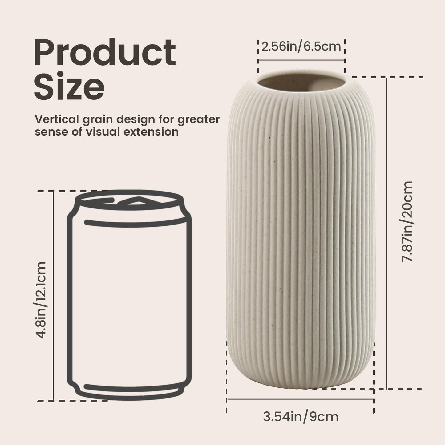Bohemian Ceramic Vase / Beige / 8in-pill / 8 Inch