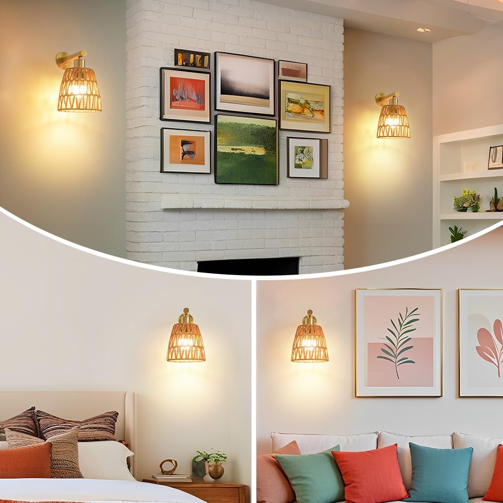 Battery Operated Wall Sconce Set of 2, Gold Battery Wall Sconces, USB Rechargeable Wall Lights with 2500mAh Dimmable