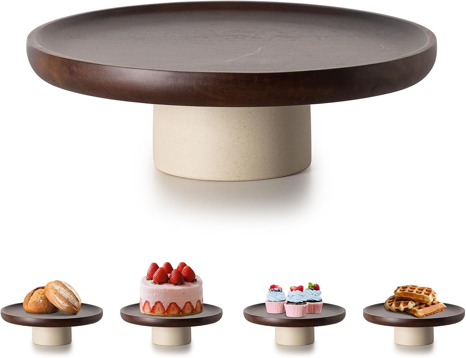 Rustic Acacia Wood Cake Stand / 9 Inch / Natural