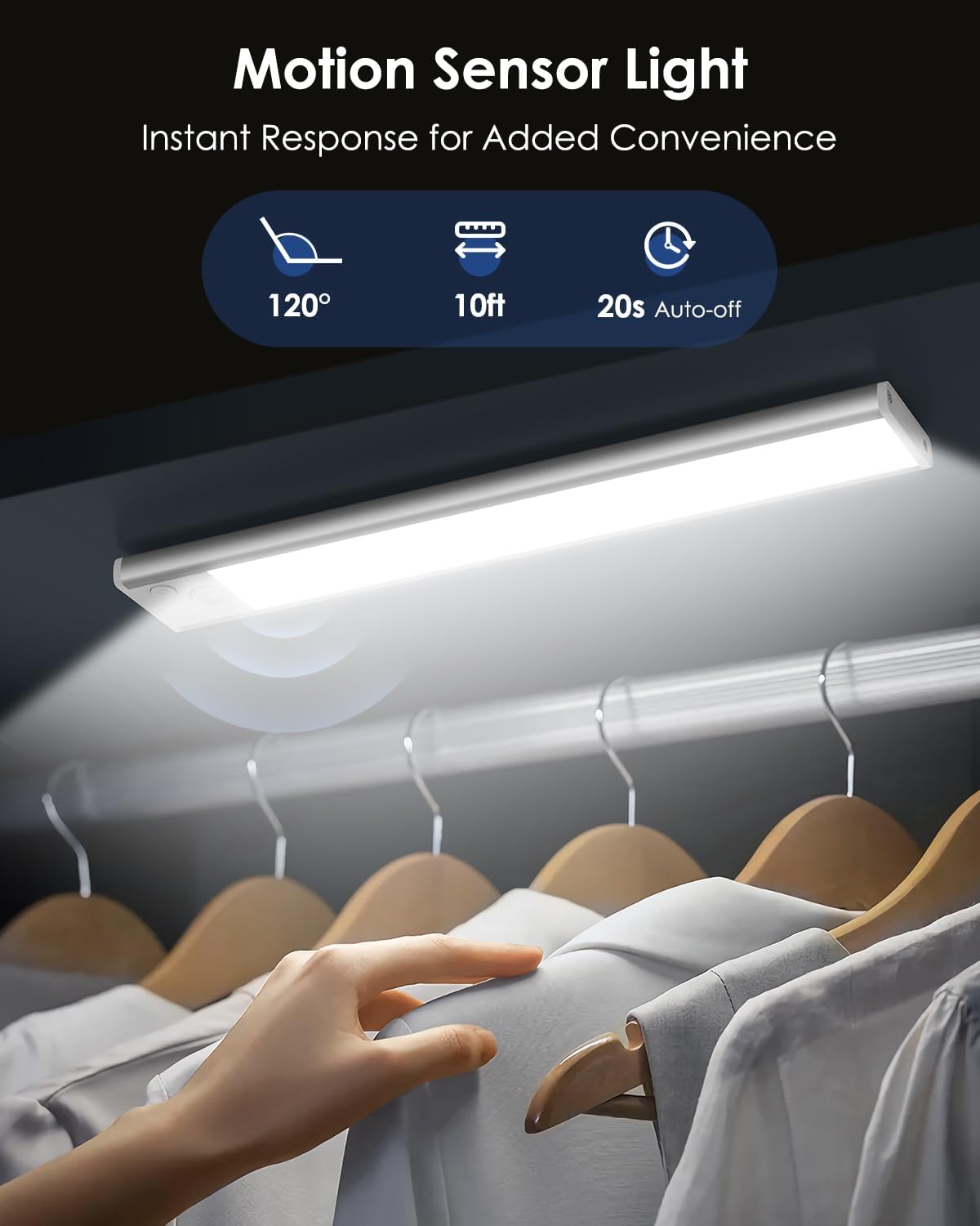 VerRon 12inch Under Cabinet Lighting Rechargeable 5-Pack | 2500mAh Rechargeable Battery, Wireless Installation, LED