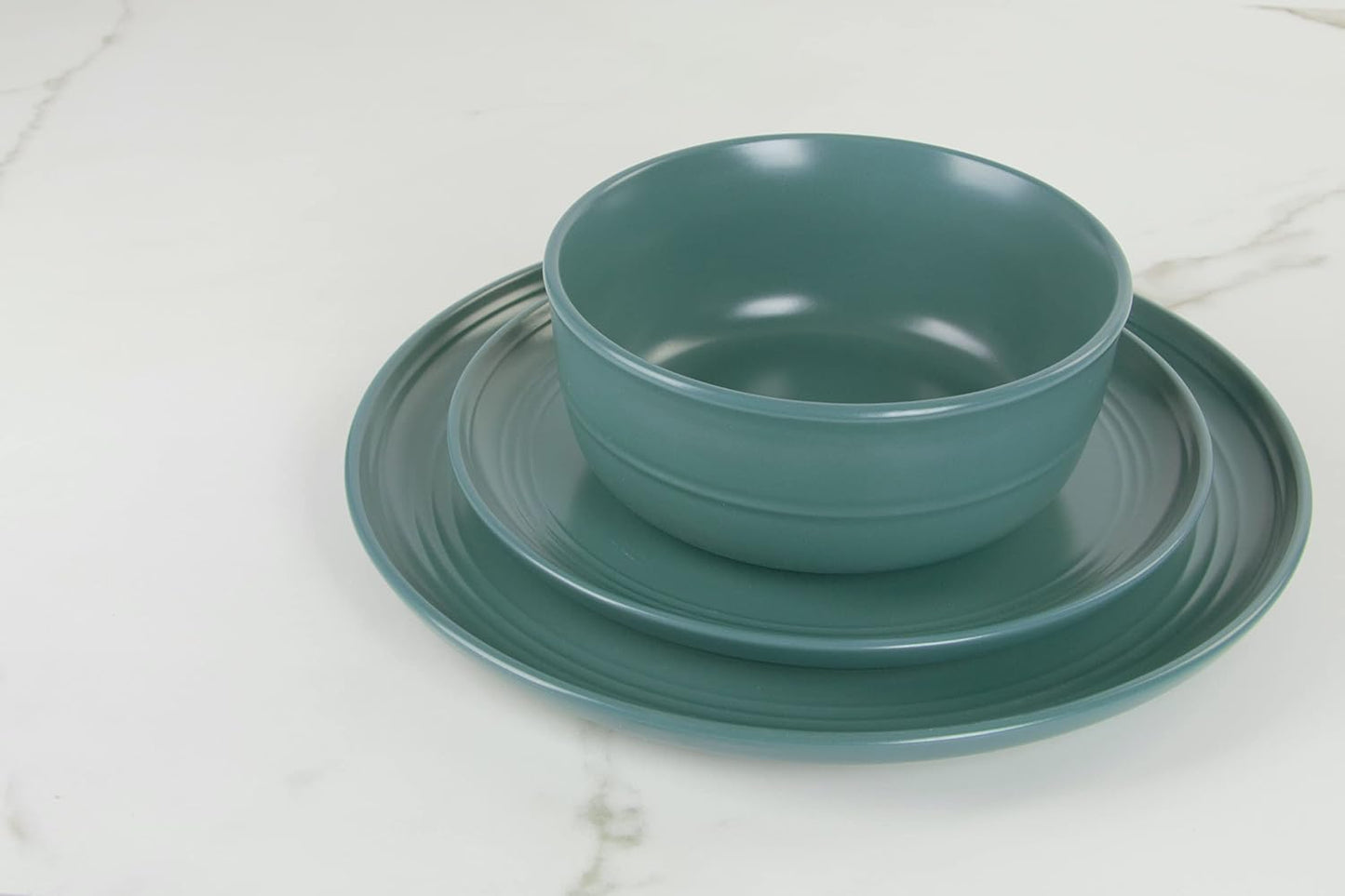 Double Line 10.5" Dinner Plate, Set of 6, Emerald Green