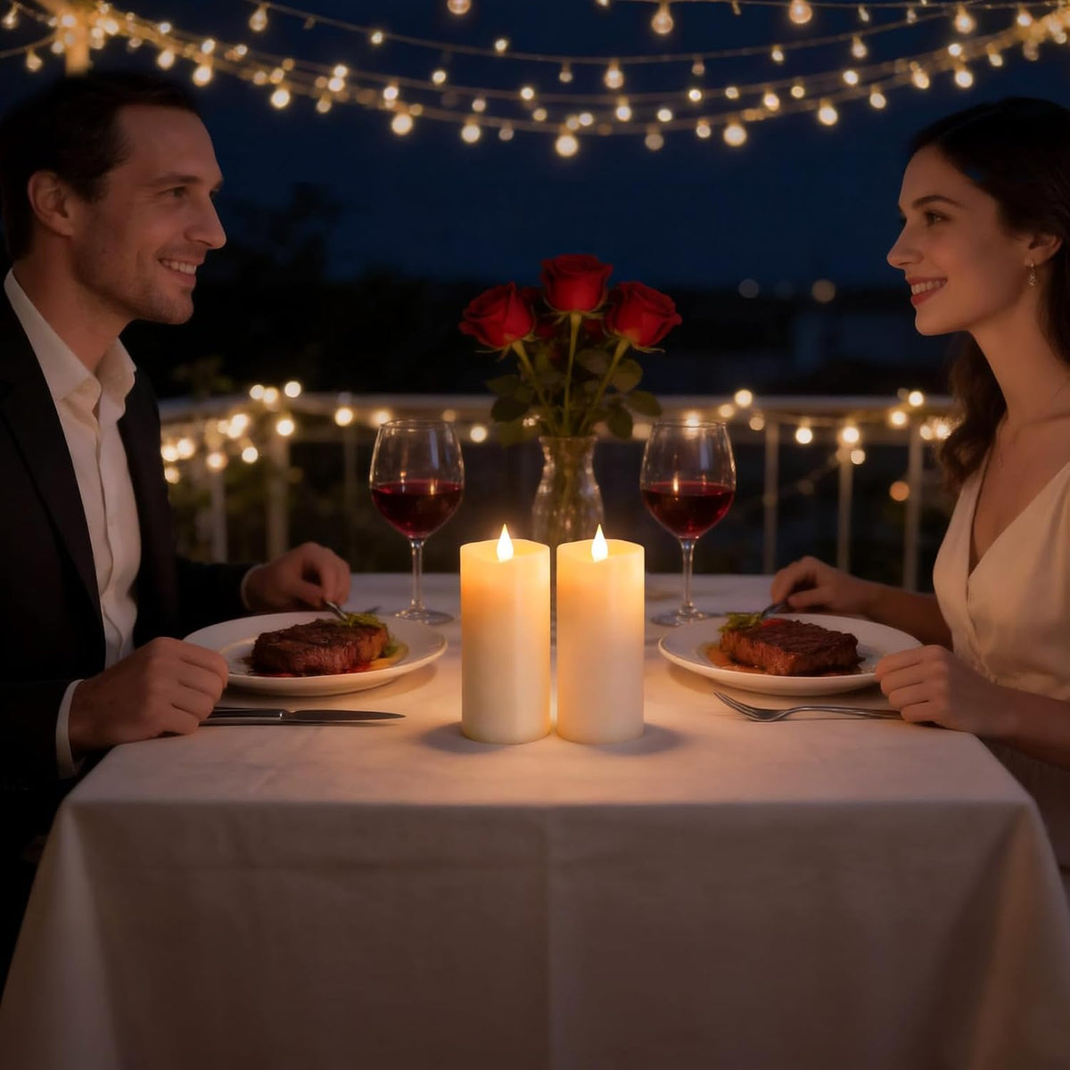 Flameless LED Candles 3"x7" Set of 2, Battery Operated with Remote & Timer, 600-Hour on 2 AA Batteries, Flickering