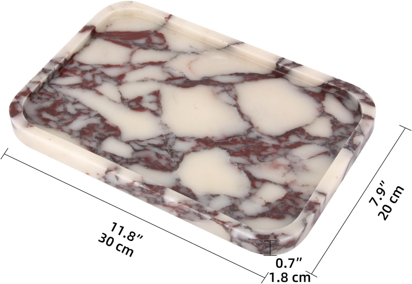 Marble Bathroom Vanity Tray / Calacatta Viola L / 8 x 0.7 x 12 / Natural