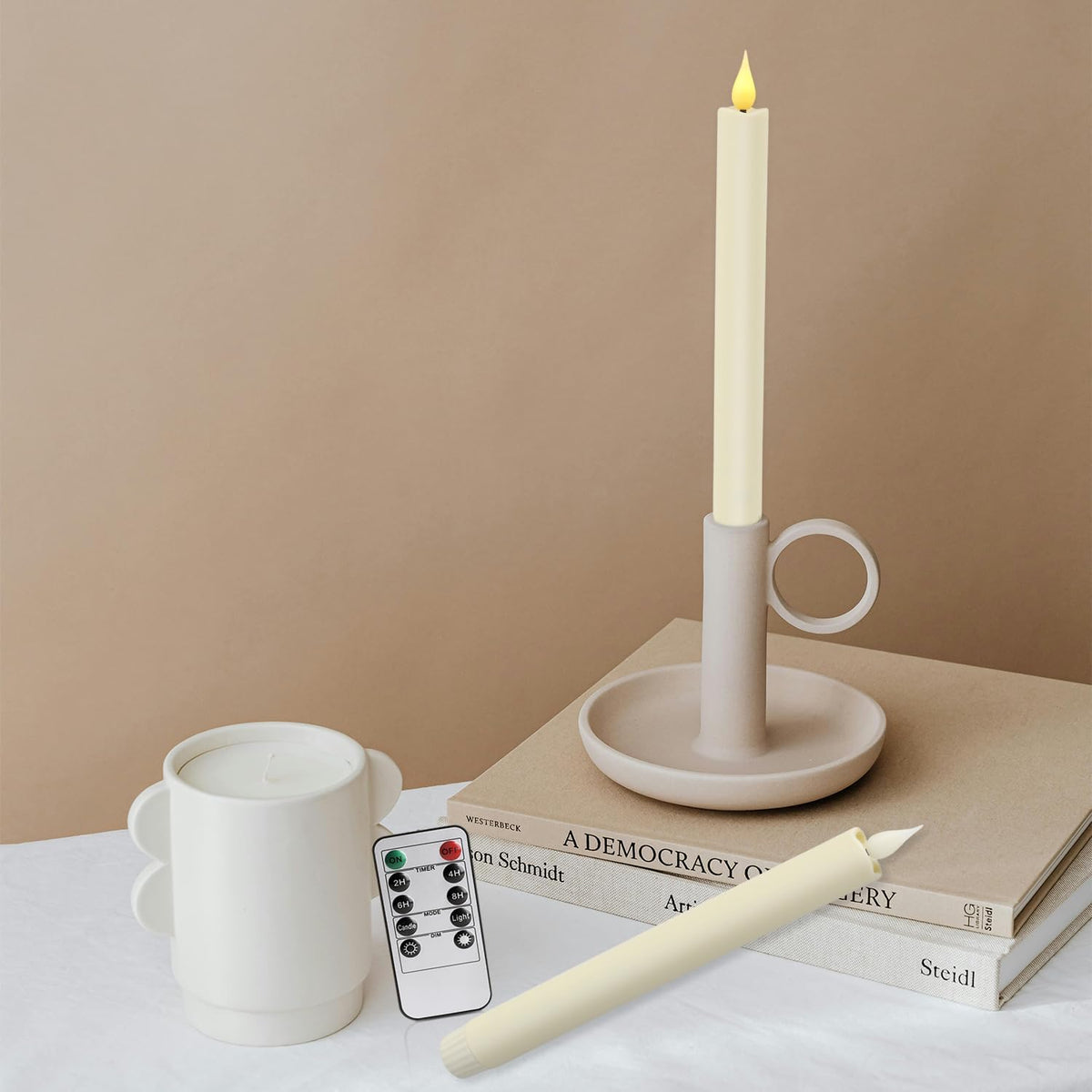 24-Pack Flameless Taper Candles, 9.25 Inch Battery Operated LED Candlesticks with Remote & Timer - Realistic Flickering