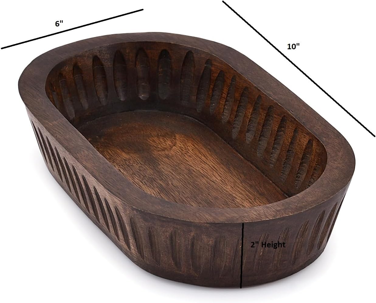 Mango Wood Decorative Bowls / 10 x 6 x 2