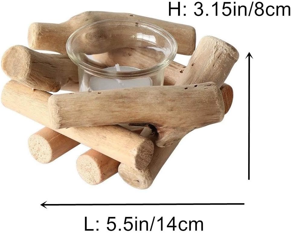 Handmade Wooden Tea Light Candle Holder / Set of 2