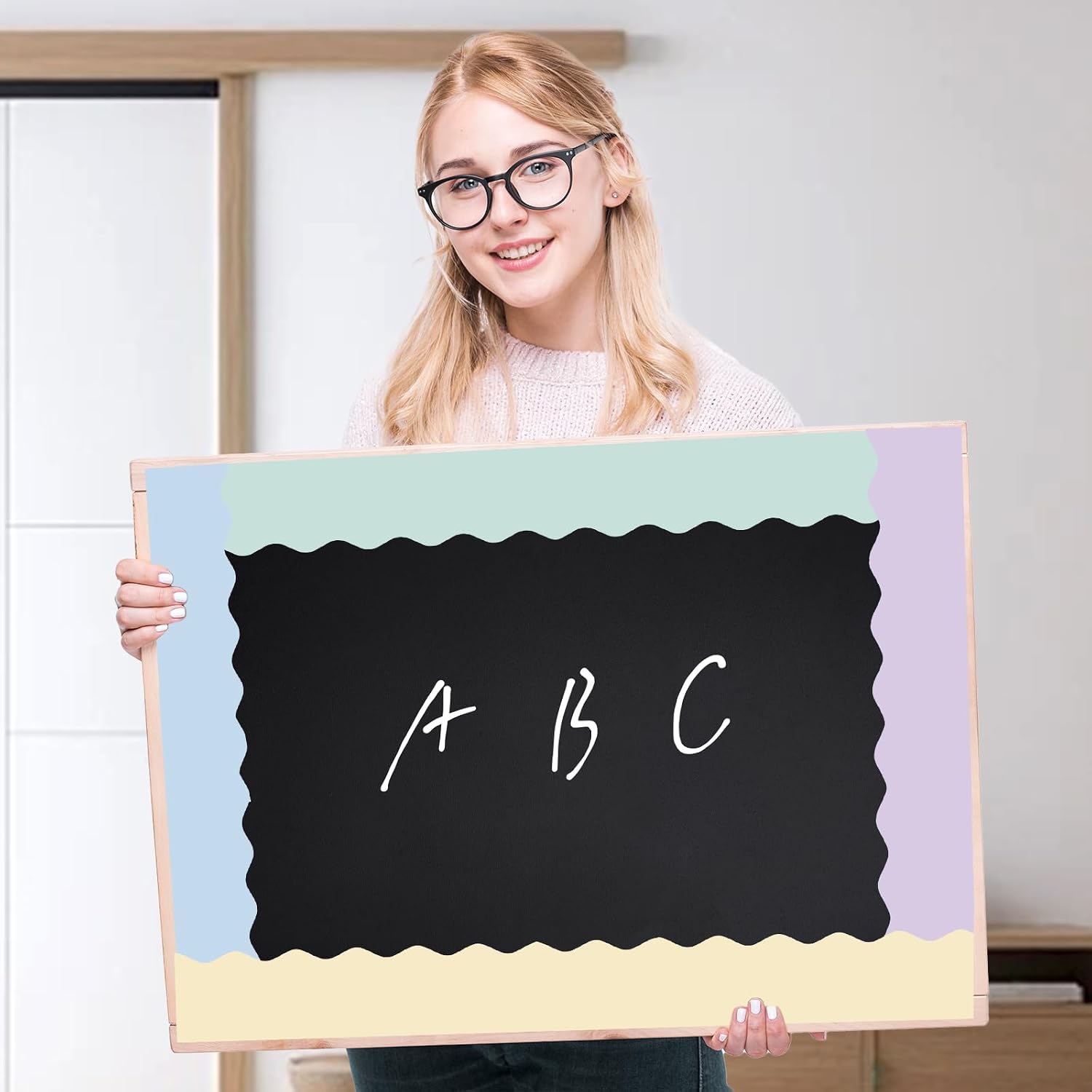 Rainbow Classroom Borders Scalloped Trim Pastel Bulletin Board Decorations / Pastel Rainbow / 216 ft