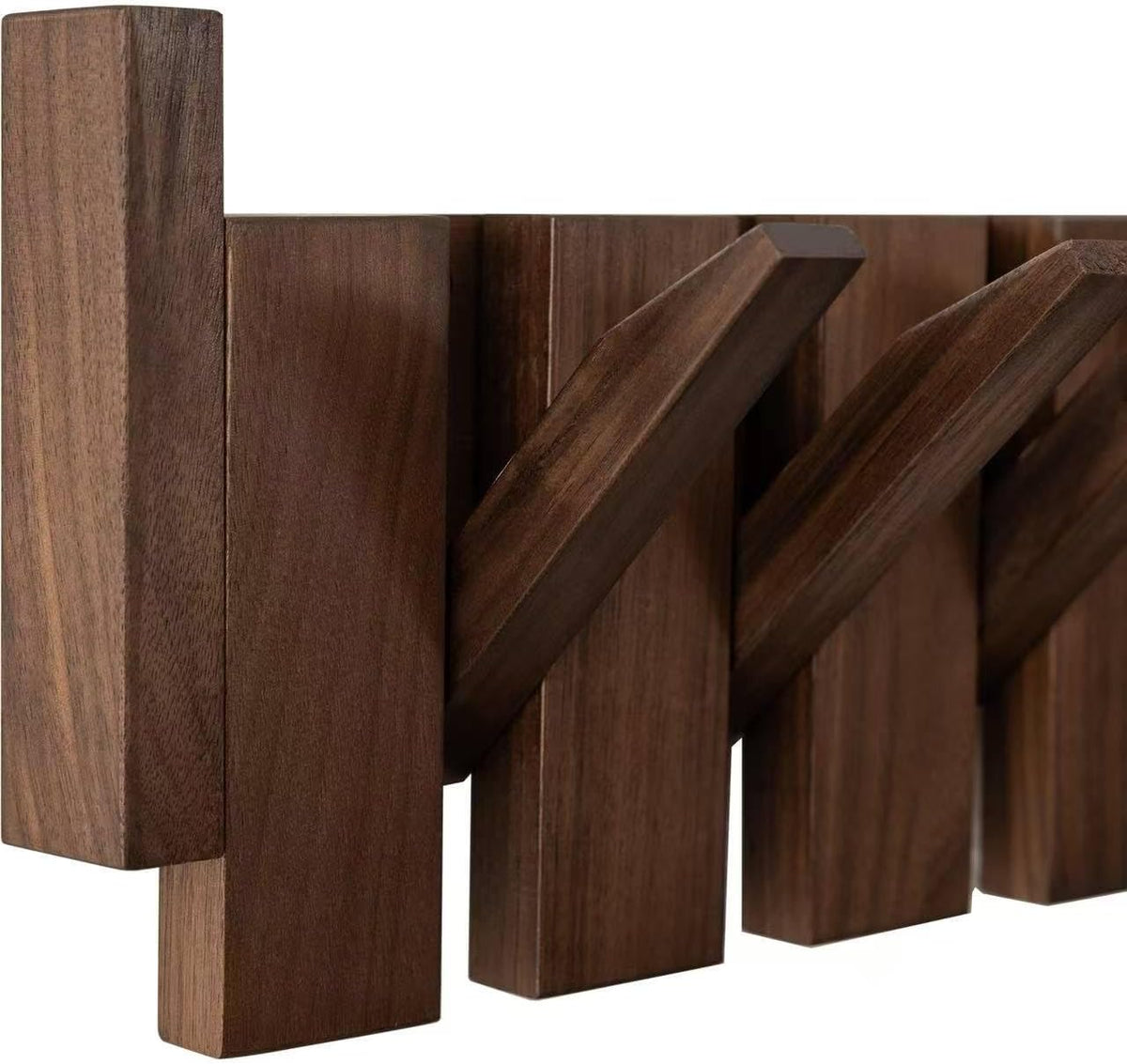 Black Walnut Piano Coat Rack, Coat Hooks for Wall with 6 Magnetic Retractable Hooks, Heavy Duty Space Saving Wall