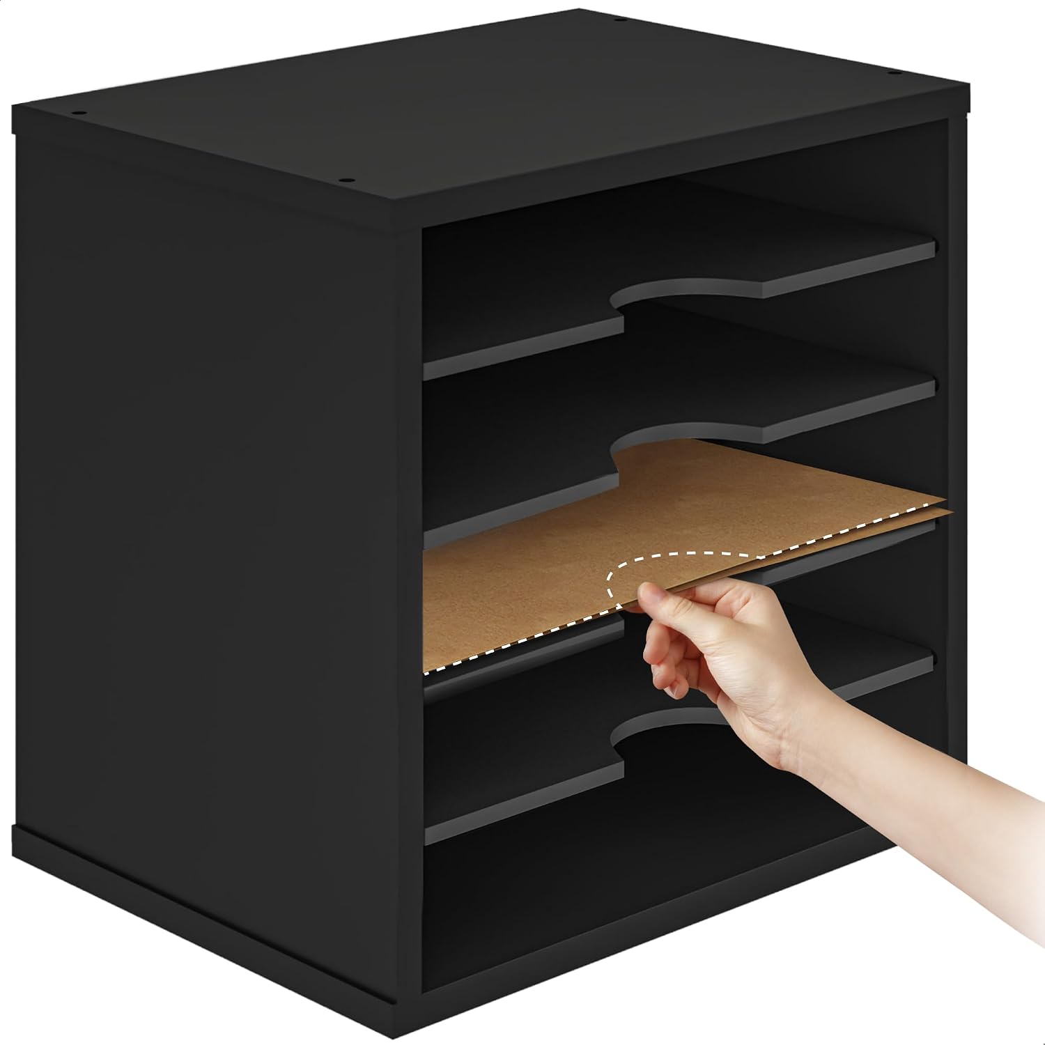 Ballucci 5-Tier File Organizer for Desk, Wooden Mail Sorter, Office Desk Organization, Paper Storage Organizers, Folder