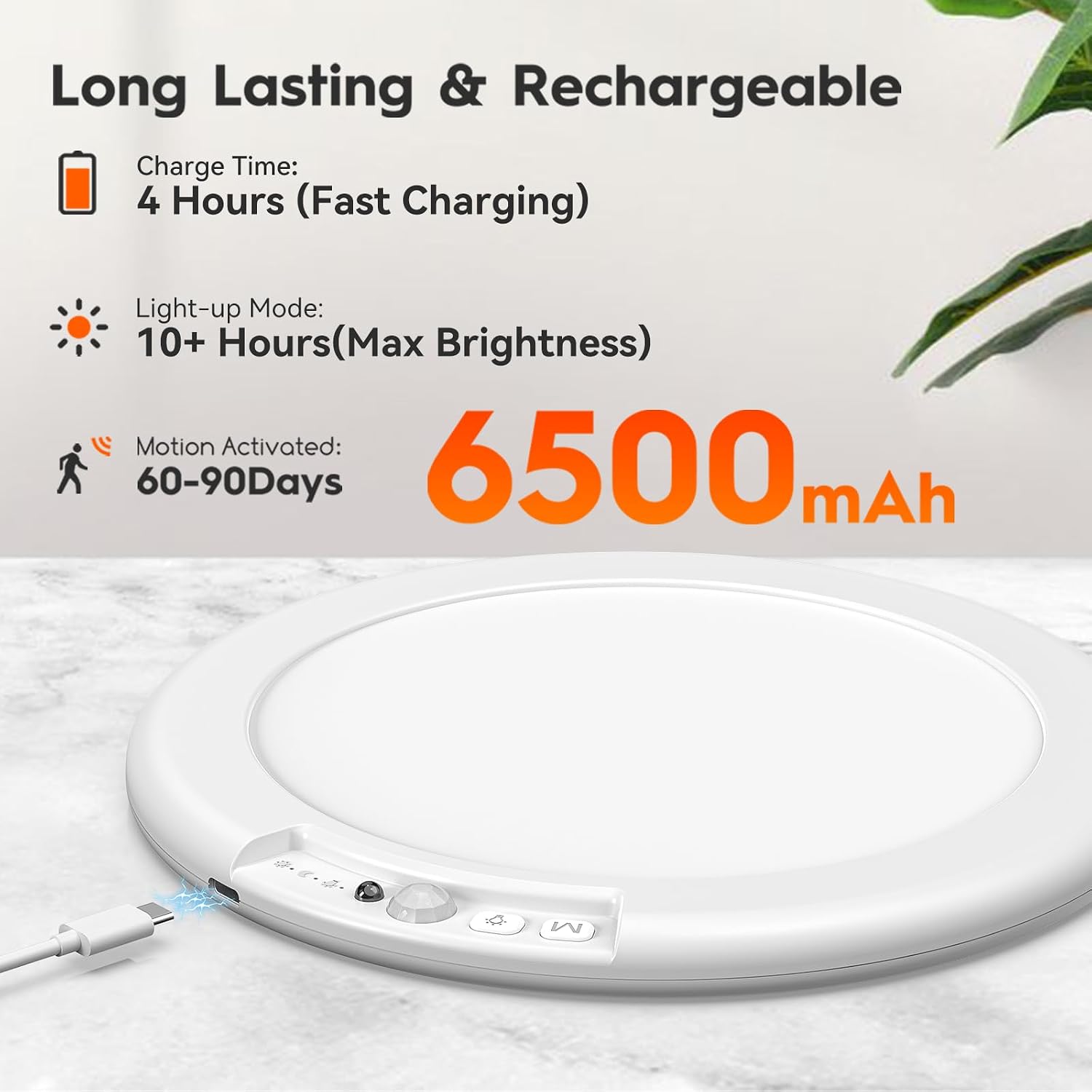 3 Pack Rechargeable Motion Sensor Ceiling Light, Wireless Ceiling Lights Battery Operated Closet Light with Remote
