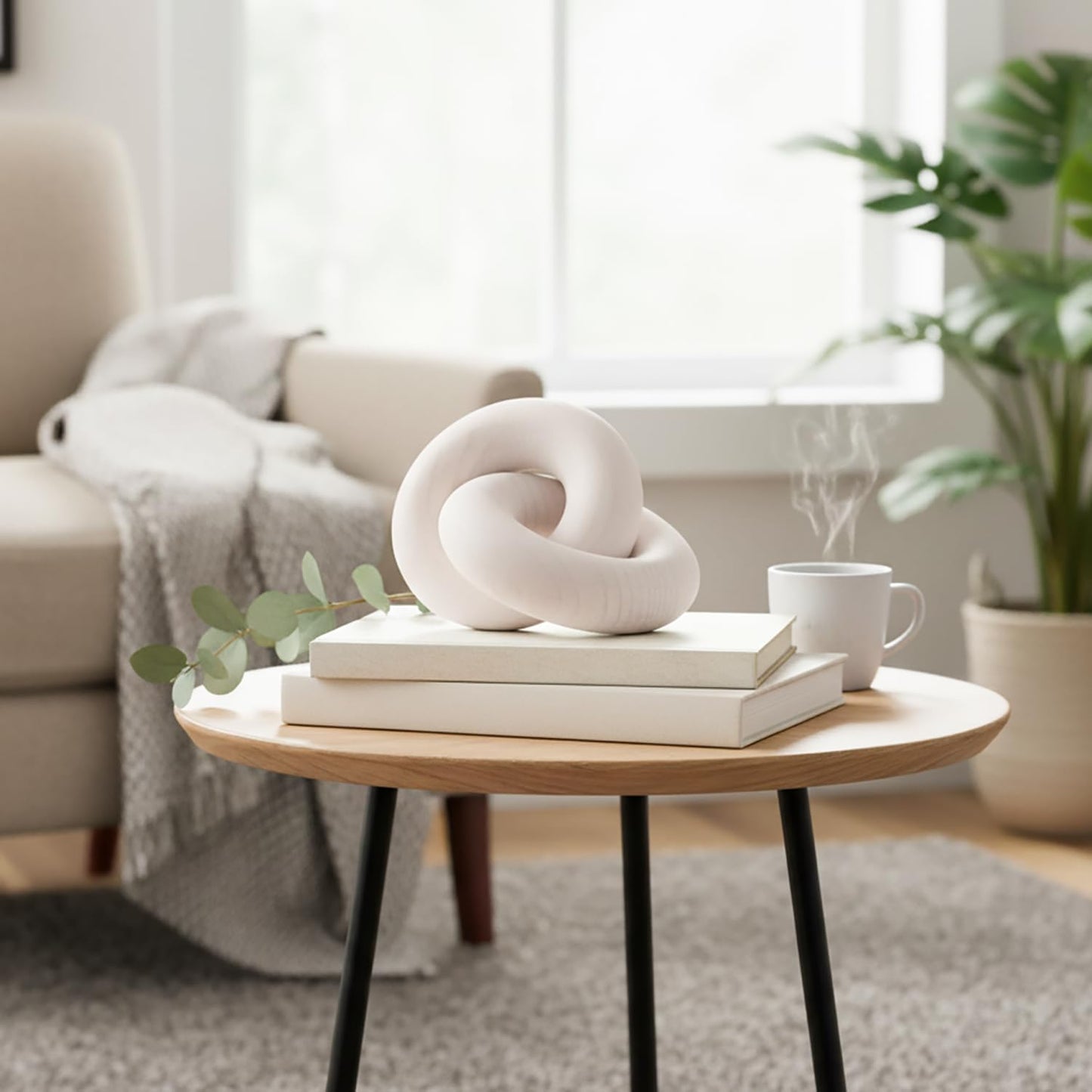 Pine Wood Knot Sculpture / White