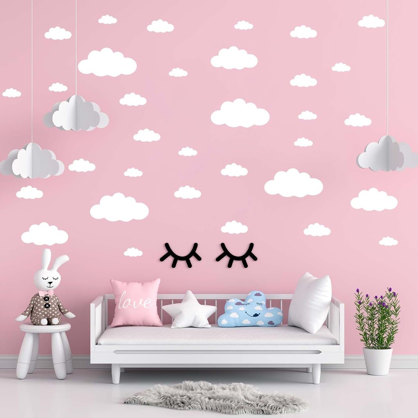 62PC Cloud Wall Stickers / Cloud-62pc / White