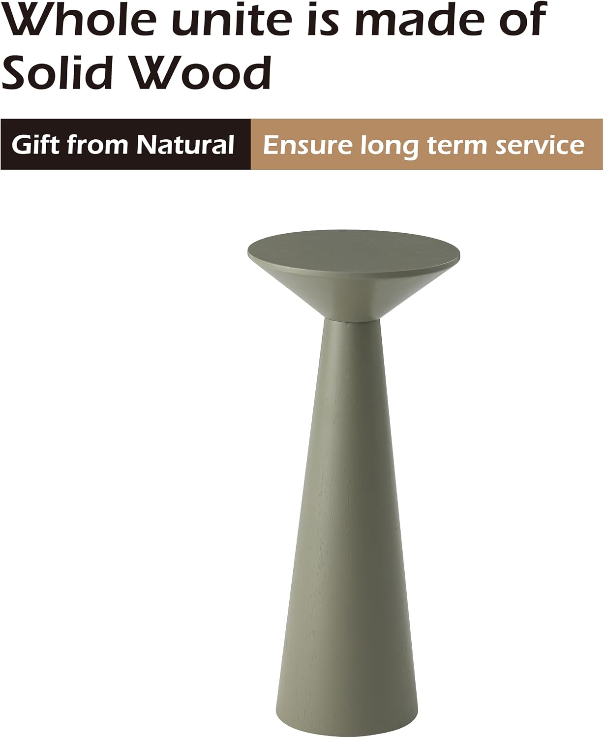 Farmhouse Tall Pedestal End Table Small Solid Wood Martini Table Plant Stand Modern / Sage Green