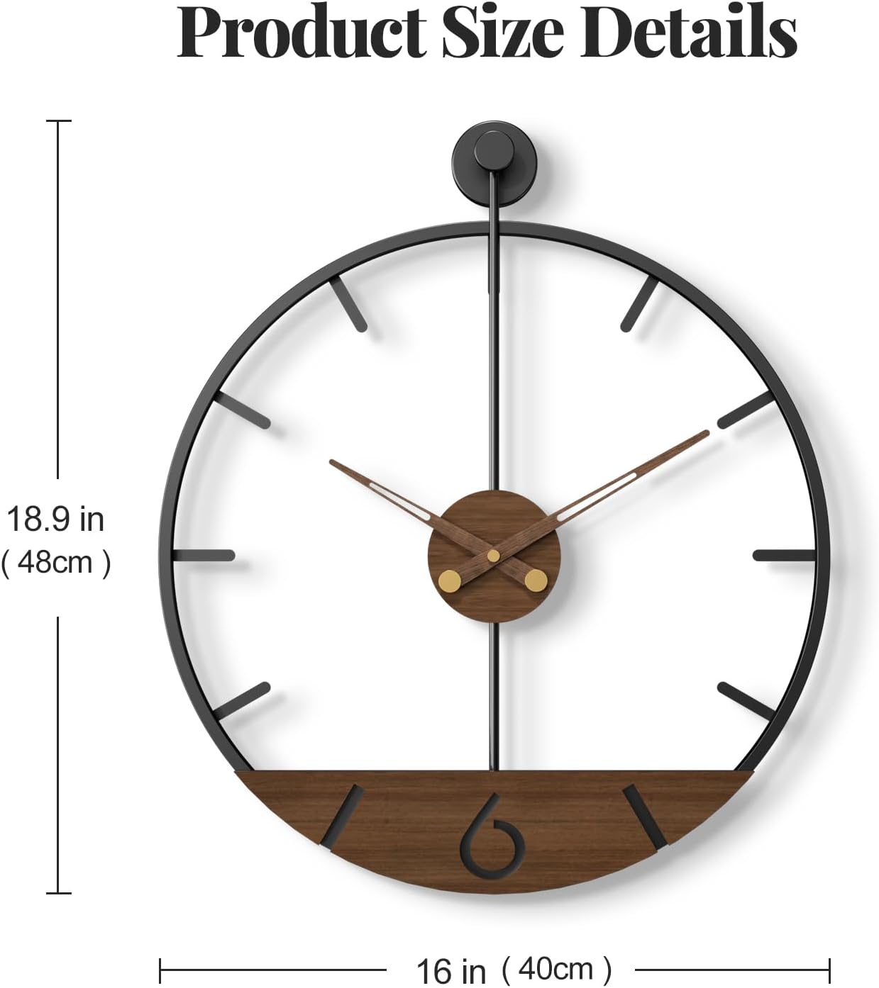 Cuspin 16 Inch Wall Clock Modern Farmhouse Walnut for Living Room Decor | Battery operated, Silent non ticking, wood