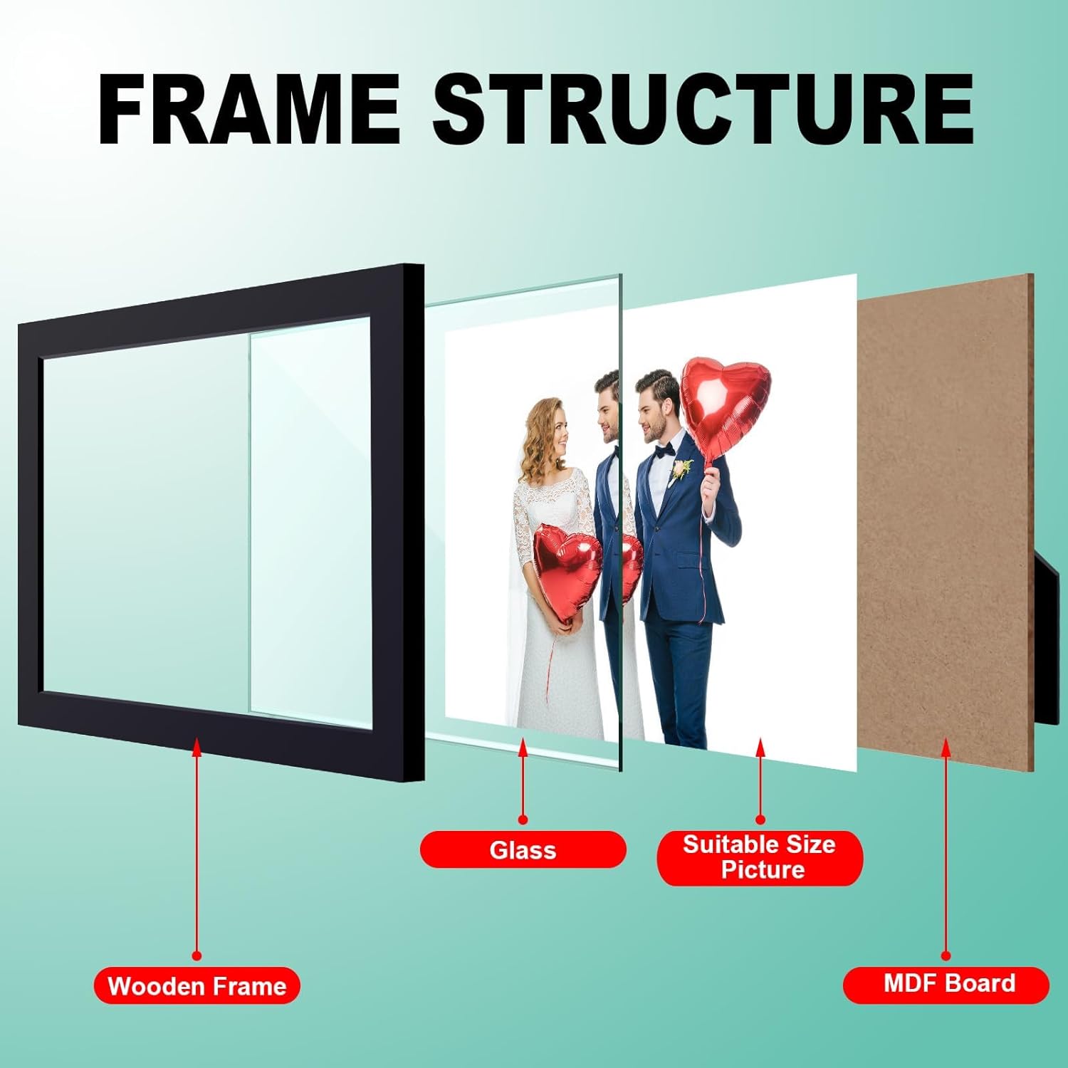 Picture Frame Made of Solid Wood and High Definition Glass Display Pictures / Black / 11 x 14