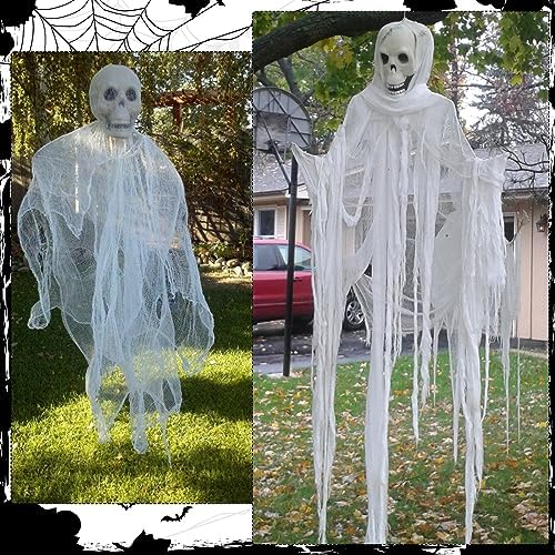 197x78.7in Halloween Creepy Cloth for Yard and Outdoor Decorations,White
