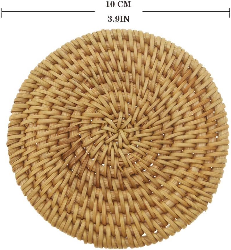 Holder / Coasters Exotic Handmade Teacup Coasters Round Vitenam Rattan Coasters / Set of 7