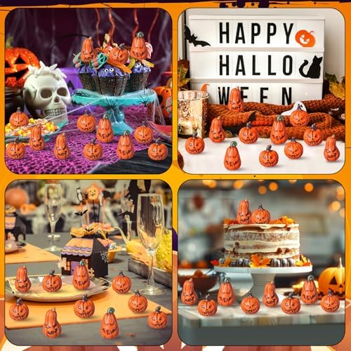 80 Pcs Halloween Miniature Pumpkin Figurine Mini Fake Pumpkin