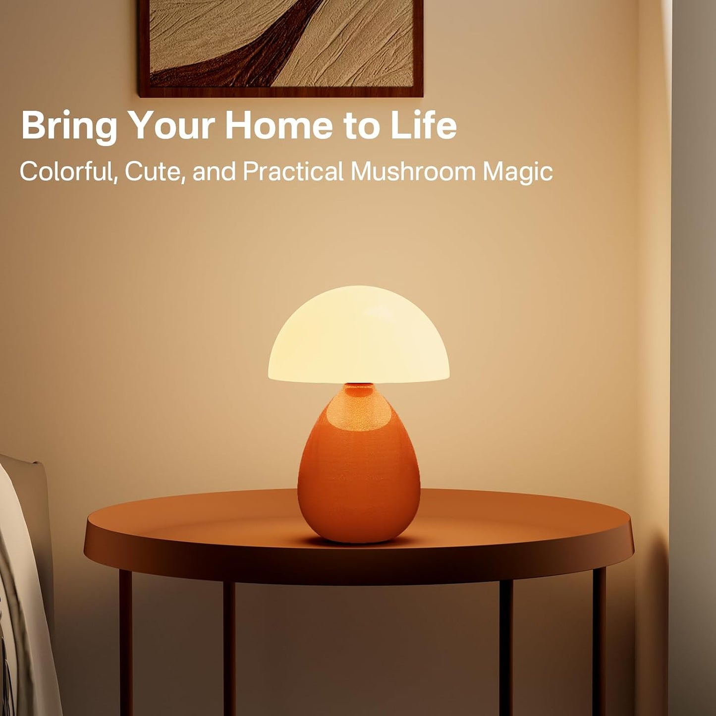 Mushroom Lamp Table Lamp / Orange-ice Crackle