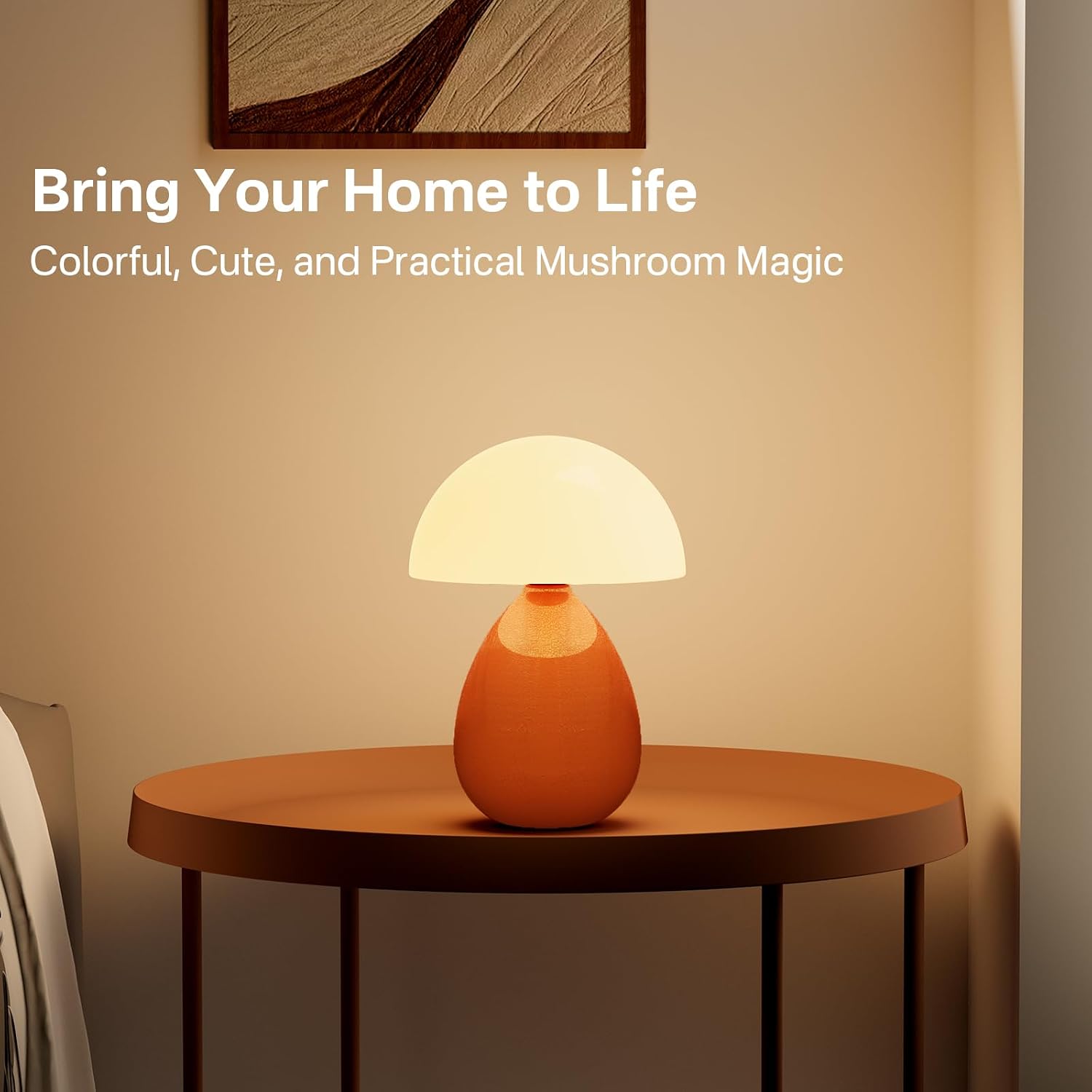 Mushroom Lamp Table Lamp / Orange-ice Crackle