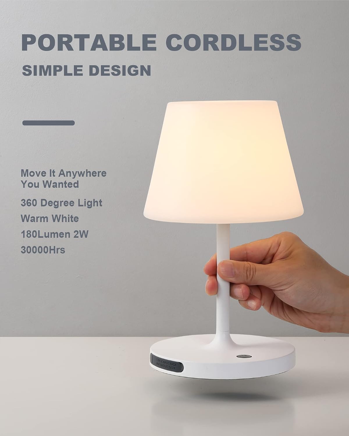 WEILAILUX Outdoor Battery Operated Table Lamp Waterproof, 4000mAh Cordless Table Lamp Rechargeable, Touch Dimmable Desk